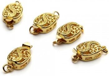 5 x Gold Tone Metal Oval Snap Lock Push In Clasps 17x9mm