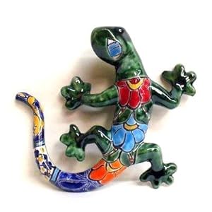 Talavera Lizard - Hand Painted Wall Hanging Decor Large Assorted Colors - From Casa Cordova Imports