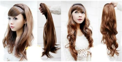 Bella Sexy Long Wavy Hairpiece Wig 25" With Hair Band (Medium Brown)