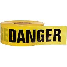 Brady 91455 1000' Length, 3" Width, B-912 Polyethylene, Black On Yellow Color Barricade Tape, Legend "Danger"