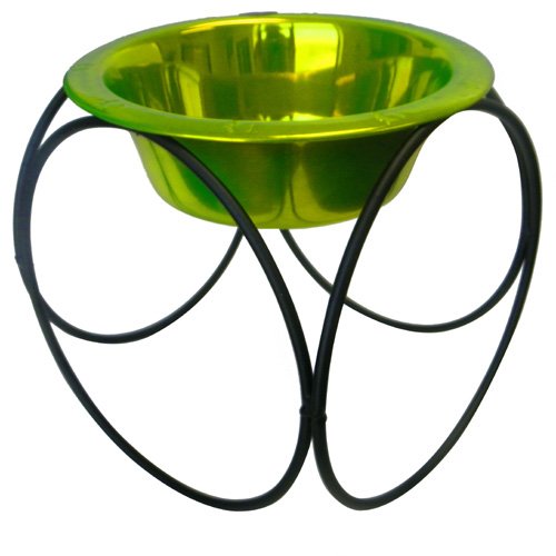 Olympic Dinner Stand w/ 32oz Stainless Steel Dog Bowl - Lime