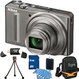 Nikon COOLPIX S9100 12MP Silver Digital Camera 8GB Bundle - Includes COOLPI ....
