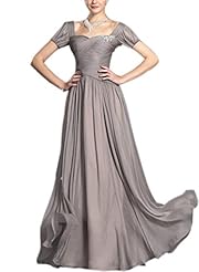 Chiffon/Satin Short Sleeves Evening Dress/Mother-of-the-Bride Dress/Prom Dress/Wedding Party Dress 