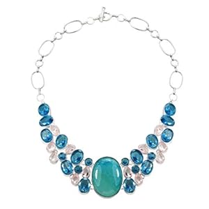 Pugster Chunky Bubble Blue Topaz White Bib Statement Necklace Fashion Jewelry For Women
