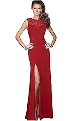 Sexy Slit Lace-Up Off the Shoulder Sleeveless Floor Length Polyester/Spandex  Dress