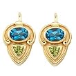 14K Yellow Gold Sky Blue Topaz and Peridot Earrings