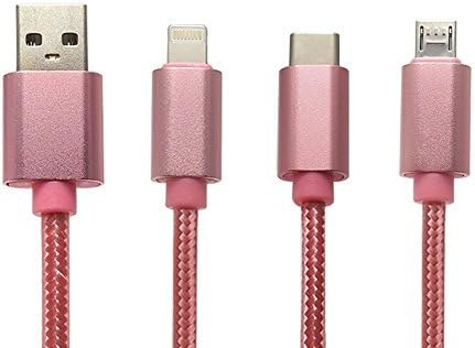 Fasthorse USB Cable, 3 in 1 Multifunctional Universal USB Charger Cable for iPhone,Android,Nexus 5X 6P (Pink)