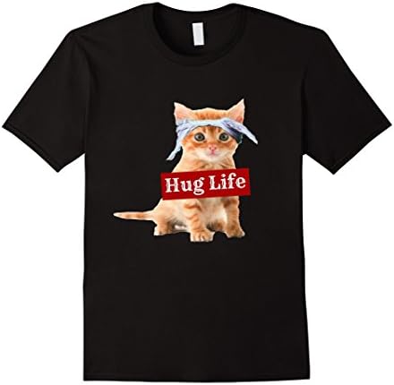 Men's Hug life kitty cat thug gansta kitten kitteh t-shirt funny Small Black
