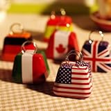 超ミニサイズ 国旗柄が かわいい バッグ型 ブリキの 缶ケース 小物入れ 6個セット ピルケース コインケースなどに