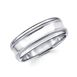 14K Wedding Band Women's 6MM Comfort Fit Braided Double Dome White Gold Ring For Size 5