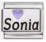 Sonia Purple Heart Laser Name Italian Charm Link