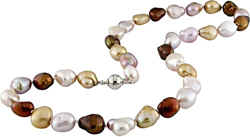 Sterling Silver 10mm Multi-Color Cultured Freshwater Pearl Necklace