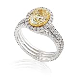 One of a Kind 3.10ctw Fancy Yellow Oval Cut Diamonds Ring