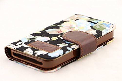 Faypro (TM) Flower Floral Style Wallet Flip Magnet Stand Leather Case Cover, Elegant Flower and Deluxe Book Style Folio PU Leather Wallet with Magnet Design Flip Case Cover, Credit Card Holder for iphone 4/4s (black)