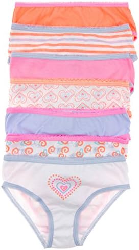 7 Pack 100% Cotton Little Girls Brief Panties in Lots of Fun Colors (2-3, Dot Hearts Pack)