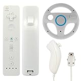 GTMax White Remote Controller + White Nunchuck Controller + White Mario Rac ....