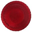 Bottom Painted Glass Fleur De Lis Design Red Salad Plate 8.25" D Set of Two