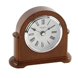 Traditional Bold Walnut Finish Quartz Mantel Desk Clock