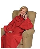 Matching Bedrooms Adult Lounge Wrap Medium Size Lounge Cuddle Blanket with Sleeves Red