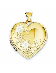 Genuine 14K Yellow & Rhodium & Rhodium Floral Heart Locket 2 Grams Of Gold 100% Satisfaction Guaranteed.