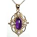 9ct Gold Large Cabouchon Amethyst & Pearl title=