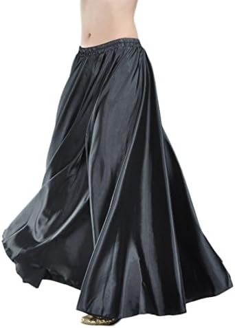 Straip Women's Satin Belly Dance Long Skirt Professional Costume, One Size, Black