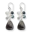 Sterling Silver Sea Agate/Clear Quartz/Cultured Pearl Earrings