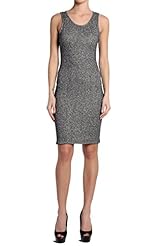 Keyhole Stretchy Sweater Cotton/Polyester/Knit Scoop Neck Sleeveless Midi Dress 