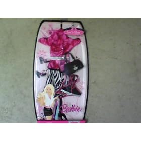 Barbie Let's Shop Fashions Pink Blouse and Black & White Skirt with Accessories