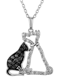 ASPCA(R) Tender Voices(R) Diamond Dog and Black Diamond Cat Pendant 1/4ctw