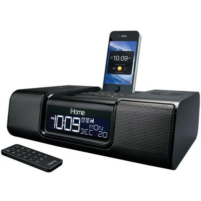 iHome iA9BZC App-Enhanced Dual Alarm Clock Radio for iPhone/iPod with AM/FM presets (Black)