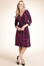 Petite Crossover V Neck Shatter Print Wrap Dress