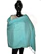 Bright Turquios Color Wraps and Shawls Stole with Embroidery on Wool From Kashmir 72 X 28 Inches Free Shipping