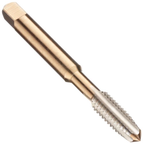 Dormer E061 High-Speed Steel Straight Flute Tap, Gold Oxide Finish, Round Shank With Square End, Plug Chamfer, 5/16"-18 Thread Size