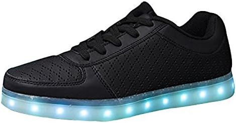 KicksKid Unisex Per-Nova Men Women Kids LED Light Up Shoes Slip-On Loafers Kicks Fashion sneakers Black 34