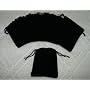 (10) Small Velvet Black Pouches With Drawstrings