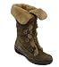 Nurture Forest Green Suede Faux Shearling LaceUp Boots