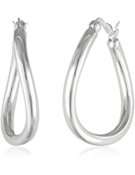 Sterling Silver Small Polished Round Tube Organic Click-Top Hoop Earrings