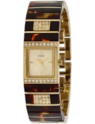 Guess U13015L1 g-iconic gold dial tortoise stainless steel bracelet women watch NEW