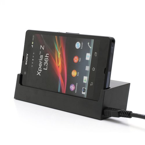 Smays Desktop Dock Sync Cradle Charger for Sony Xperia Z C6603 C6602 L36h HSPA+ LTE (Black)