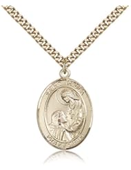 Genuine IceCarats Designer Jewelry Gift Gold Filled St. Paula Pendant 1 X 3/4 Inch With 24 Inch Stainless Gold Heavy Curb Chain