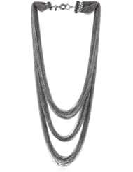 Lee Angel "Marion" Multi-Strand Silver Plated Cascading Chain Link Necklace
