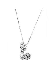 Sterling Silver Three Dimensional Lighthouse with Single House Necklace