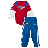 adidas Kansas Jayhawks Boy's Newborn Layered Long Sleeve Creeper and Pant Set 3-6 Months