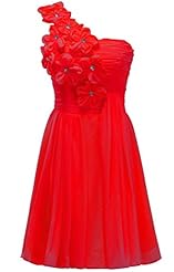 Above the Knee Short One Shoulder Chiffon Ruched Floral Print Bridesmaid Dress/Party Dress/Wedding Dress 