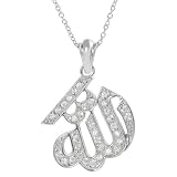 Tressa Sterling Silver Colorless Cubic Zirconia Allah Necklace .925 Stamp Hypoallergenic
