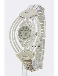 Trendy Fashion LADIES 2 TONE WIRE BRACELET WATCH By Fashion Destination