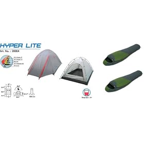 High Peak Two Ez PAK Mummy Light Weight Sleeping Bag Plus 7x5 Hyper Lite Tent for Hiking/camp/camping/backpacking Combo