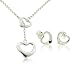 TrendToGo Tiffany Inspired Elsa Peretti Open Heart Lariat Sterling Silver Necklace Earrings Set