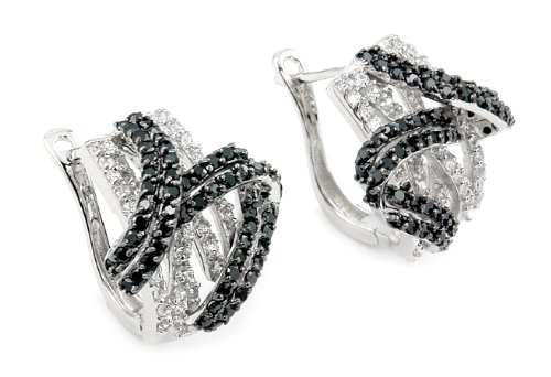 Pave Black And White Freeform Earring